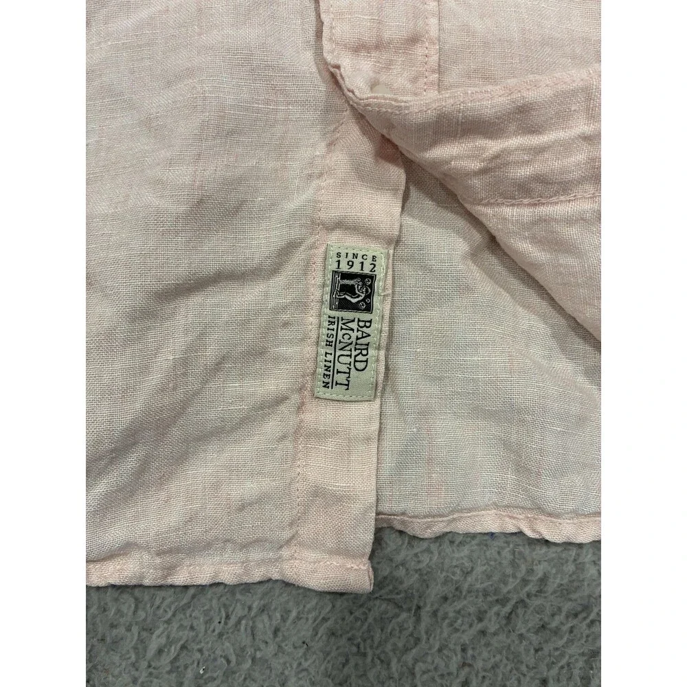 J.Crew Shirt Mens Large Pink Baird McNutt Irish Linen Short Sleeve Button Up